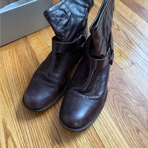 Frye Dark Brown Leather Harness Boots